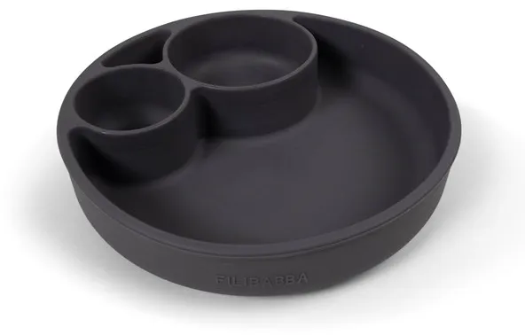 Filibabba Silicone divided plate - Stone Grey