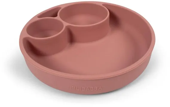 Filibabba Silicone divided plate - Rose